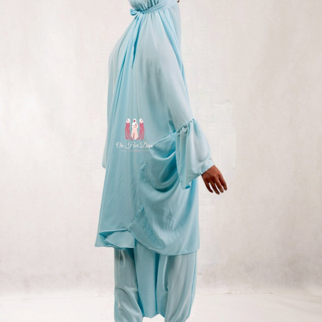 Soft Blue 2piece Jilbab with hareem pants