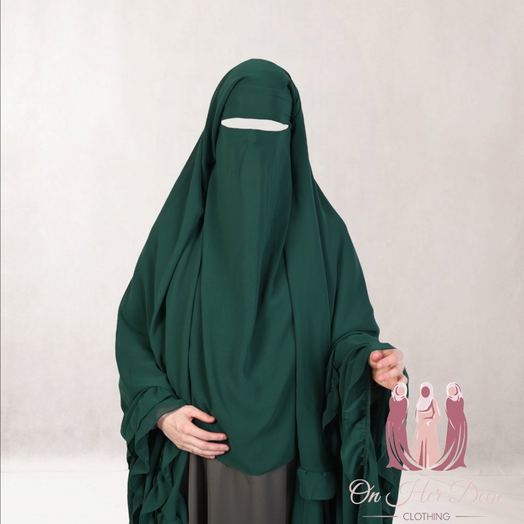 Ruffled 3 Layer 2in1 Niqab-Khimar - OnHerDeen